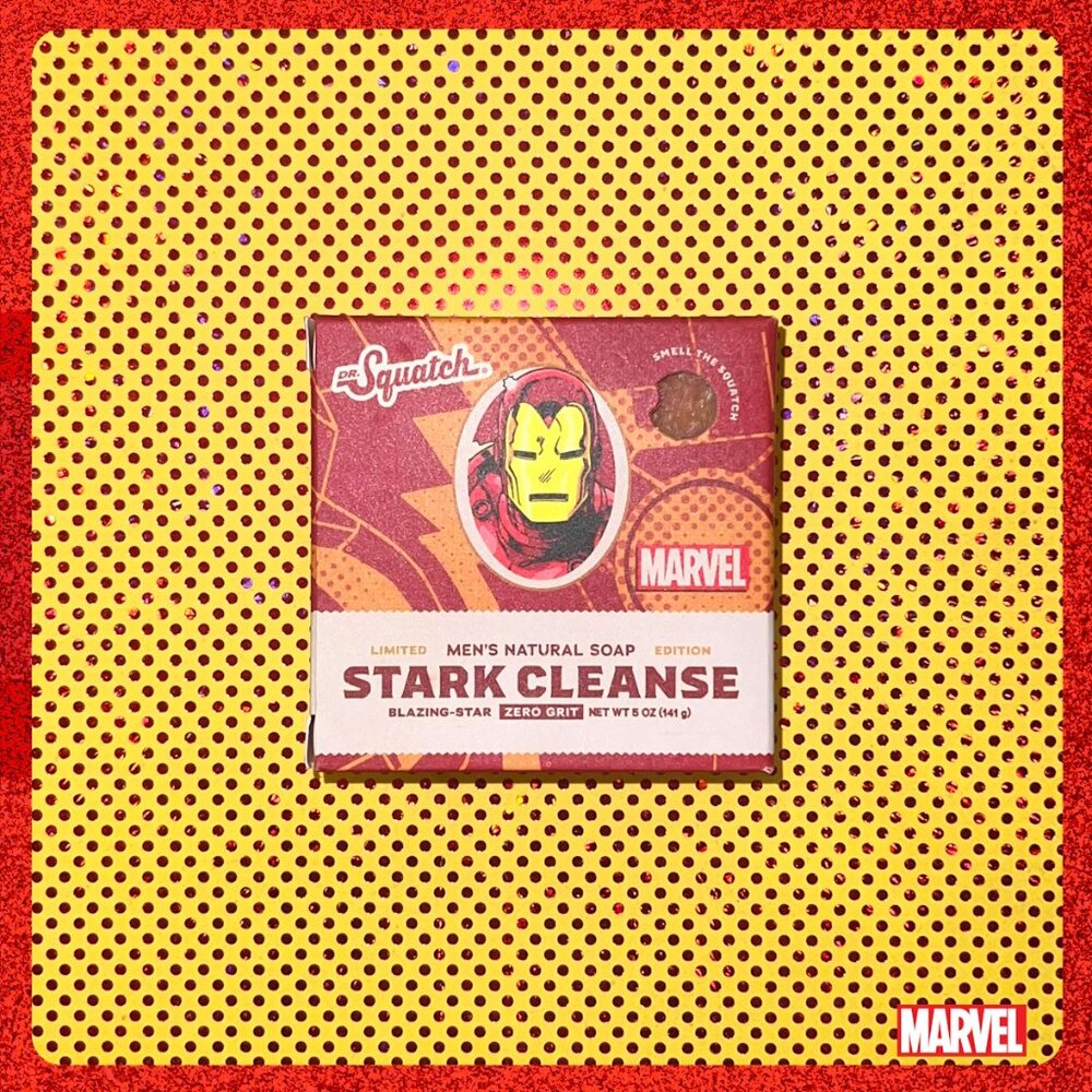 ⭐ NWT Dr. Squatch x Marvel Iron Man "Stark Cleanse" Natural Bar Soap NIB